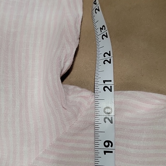 Old Navy Size XS Light Pink and White Stripe Linen Blend Long Sleeve Blouse - Picture 8 of 12